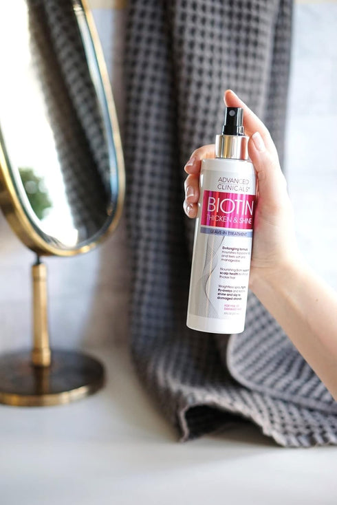 Advanced Clinicals Biotin Hair Spray Thicken & Shine Leave In Treatment, Biotin Detangling Formula Nourishes Fine, Damaged, Or Frizz Prone Hair & ...