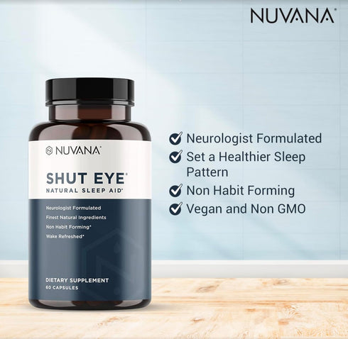 Shut Eye Natural Sleep Aid Supplement for Adults | 5mg Melatonin | Helps Relax and Promote Natural Deep Sleep with Valerian Root, Chamomile & Magn...