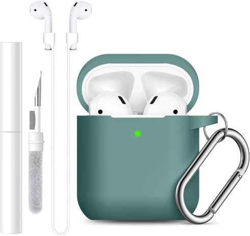 Lerobo Airpods Case Cover, with Cleaner Kit and Magnetic Airpod Strap Anti-Lost Cord Sports Lanyard,Soft Slicone Cover Compatible with Apple AirPo...