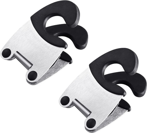 DOITOOL 2pcs Pot Clip Holder Utensil Pot Clip Spoon Rest Stainless Steel Kitchen Gadget for Restaurant Home Utensil Rest (Black)...