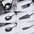 HOMQUEN 6-Piece Black Serving Flatware Silverware Set,Stainless Steel Serving Utensil Set,Include Cake Server, Slotted Serving Spoon, Serving Spoo...