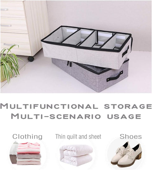 AARAINBOW 2 Packs Foldable Under Bed Shoes Organizer with Lids, Underbed Clothes Storage Container with Divider, UnderBed Storage Bins Box with Cl...