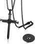 2PCS Nail Cross Pendant for Men, Hanging Cross Car Rearview Mirror Hanging Chain with 3 Nail, Stainless Steel Religious Cross Decoration(Black)...