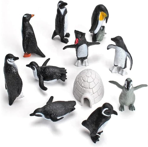 11PCS Realistic Penguin Figurines Toy Playset Mini Penguin Action Figures Polar Animal Educational Toy Penguin Cake Topper Decoration Christmas Bi...