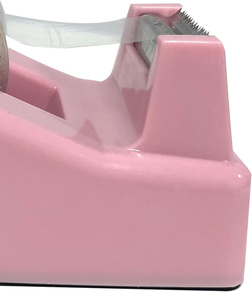 Desktop Tape Dispenser Heavy Duty Desk Accessories Floral Office Tape Dispensers, Weighted Non-Skid Base, Macaron Pink...