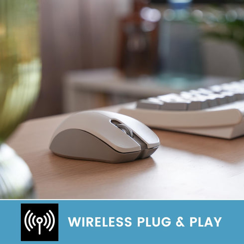Perixx PERIMICE-621M Wireless Mouse - Silent Click with Ergo Design - Compatible for Desktop and Laptop PC - Wireless 2.4 GHz - Beige...