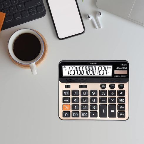 Large Button Calculator,Philley Large LCD Display 14 Digits Desktop Check&Correct Electronic Calculator(CT-9240C)...