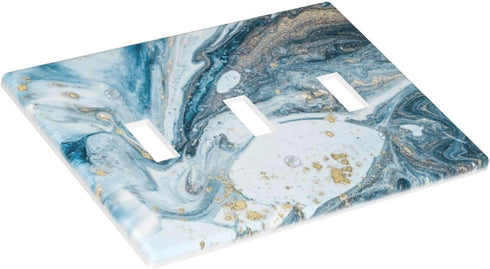 Blue Marble Light Switch Cover 3 Gang Wall Plate Triple Toggle Switch Plate Covers, Abstract Decorative Light Switch Plates for Office Home, 4.50 ...
