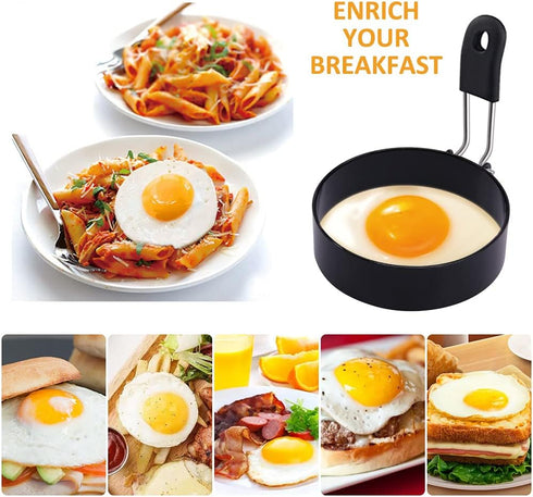 Yevior 4 Pack Eggs Rings,Round Egg Cooker Rings For Frying Shaping Cooking Eggs,Egg Maker Molds Kitchen Gadgets Egg Cooking Rings (4Pack)...