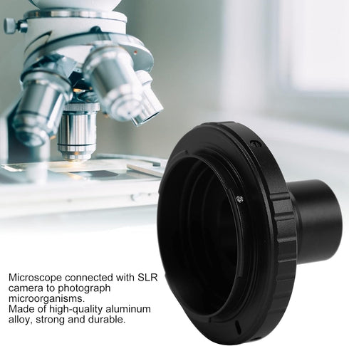 Zyyini Microscope Lens Adapter, Aluminium Alloy Black 23.2mm T-Mount Microscope to for Nikon F-Mount SLR Camera Biological Microscope Adapter Ring...