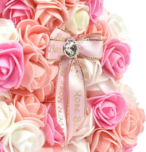 Hand Made Artificial Flowers Rose Bear Pure Color for Valentine Birthday and Mother's Day with a 10" Pink Gift Box (Multi Color-Pinkbow)...