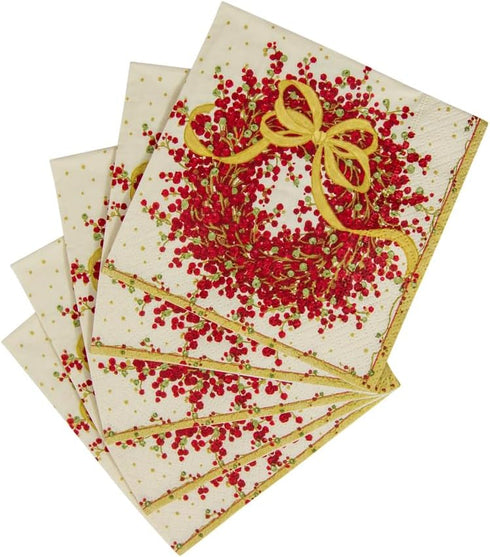 Caspari Entertaining Pepper Berry Cocktail Napkins, Red, 20-Pack...