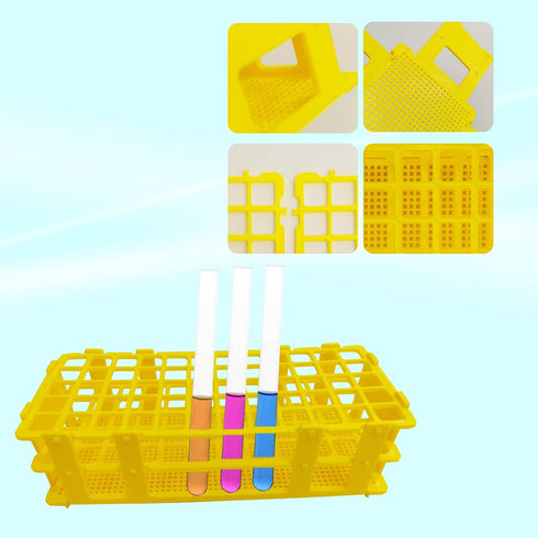 3 Packs Plastic Test Tube Rack, 60 Holes Lab Test Tube Rack Holder for 16mm Test Tubes, Yellow, Detachable (Yellow60)...