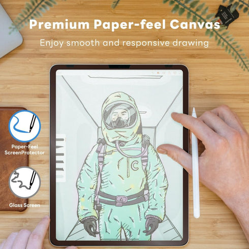EIP Detachable Paper-feel Screen Protector for iPad air 5/4, iPad Pro 11”, Reusable Nano Tech, Easy Install & Detach, Anti-glare, Draw and Sketch ...