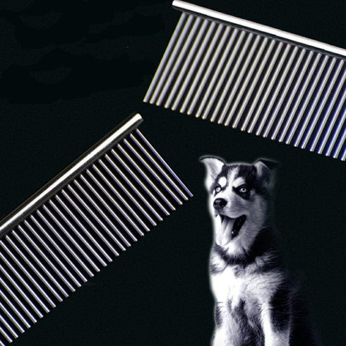 Pet Steel Comb with Rounded Ends Stainless Steel Teeth,metal Cat Dog Comb for Removing Tangles and Knots,Poodle Grooming Deshedding Tool, 7 1/2-in...