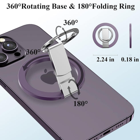 Magnetic Phone Grip, Magnetic Phone Ring Holder for iPhone 14 13 12 MagSafe Accessories 360° Adjustable Kickstand Only for iPhone 14/13/12 Pro Max...