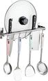 ASkinds Utensil Hanging Rack Stainless Steel Rail Hanger Rod Wall Mounted Pot Pan Lid Holder Cookware Storage Organizer with Sliding Hooks for Kit...