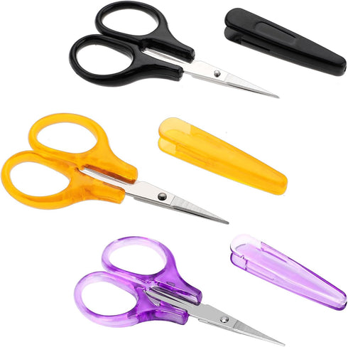 3Pcs Small Scissors All Purpose Craft Scissors Stainless Steel Scissors with Protective Cover Mini Detail Craft Scissors Precision Straight Fine T...