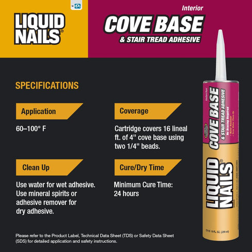 LIQUID NAILS CB-10 Cove Base and Stair Tread Adhesive (10-Ounce)...