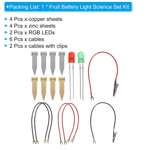 PATIKIL Fruit Battery Science Kit, Fruit Battery Light Science Kit DIY Experiment Orange Potato Lemon Physics Teaching with RGB LED for Educationa...