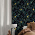 Tropics Plants Floral Peel and Stick Wallpaper, 17.71in X 118.1in Self Adhesive Removable WallPaper Black/Dark Green/Yellow Contact Paper Waterpro...