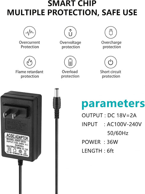 18V DC Adapter Charger Compatible for Altec Lansing mix 2.0 Rockbox XL IMW999, Altec Lansing IMW889 Bluetooth Speakers, Brookstone Big Blue Studio...