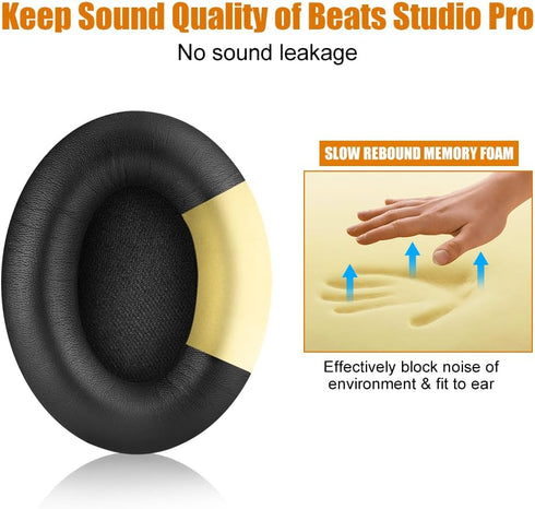 HiFan Replacement Ear Pads for Beats Studio Pro, Extreme Comfort Replacement Ear Cushions Kit, Noise Isolation Adaptive Memory Foam Ear Covers for...