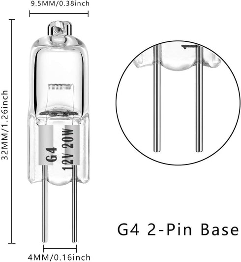 G4 Halogen T3 20 Watt 280lm G4 Bi-Pin Bulb AC/DC12 Volt for Under Cabinet Puck Light, Chandeliers, Track Lighting,20W 12V Warm White 2700K (12 Pac...