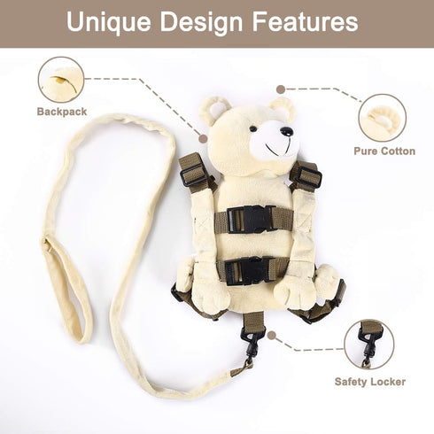New Berhapy 3 in 1 Bear Toddler Safety Harness Backpack, Children's Walking Leash Strap for Boys and Girls (super soft bear)...