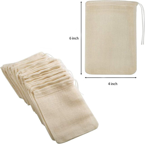 30 Pcs 4 x 6 Inches Natural Unbleached Cotton Drawstring Bags Spice/Herbs/Tea/Soup Bags,Muslin Bags Sachet Bag for Home Supplies...