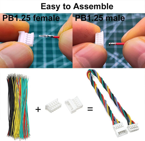 1.25mm Male and Female Connectors Socket and plug with Pre-crimped Cables Compatible with JST Molex PicoBlade 1.25 for Pixhawk Silicone 13cm Wire ...