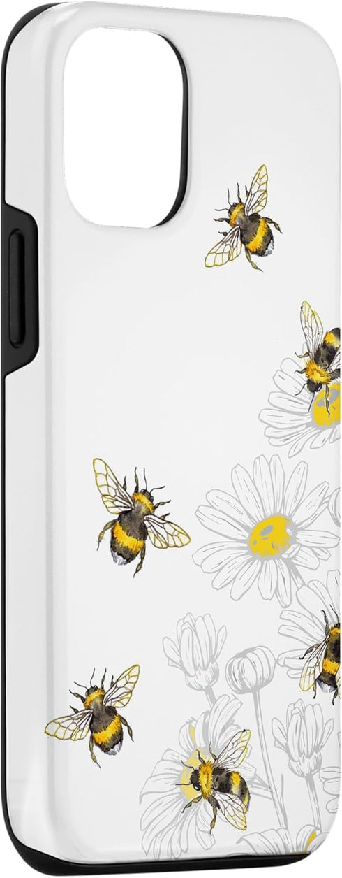 iPhone 15 bumble bee - honey bees Bee lover Daisy Flower White Case...