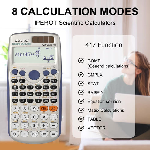 Scientific Calculators, Solar Scientific Calculator Large Screen 417 Function, Calculators Very Suitable for High School and College Students Calc...