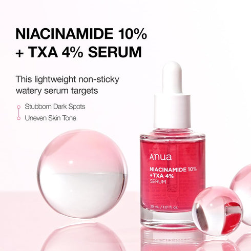 Anua 10% Niacinamide+ 4% Tranexamic Acid Serum, Ceramide, Hyaluronic Acid, Vitamin B12 natural color, for Sensitive skin, Korean Glass Skin, Fragr...