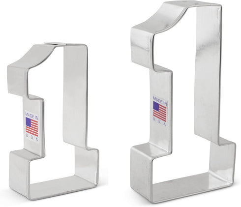 Number 1 Cookie Cutter 2-Pc. Set Made in USA by Ann Clark, 3.25", 4.5"...