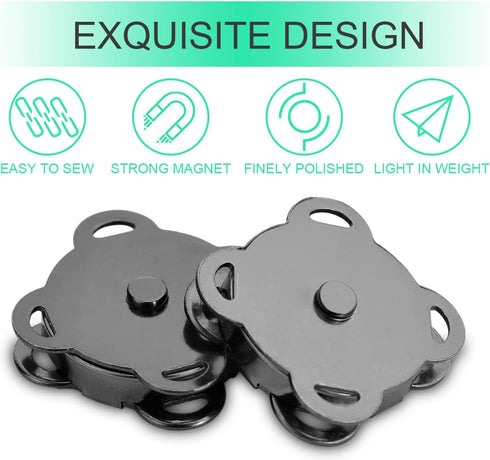 12 Sets Magnetic Snaps Buttons Sew in Magnetic Plum Bag Clasps Button Snaps for Purses Handbag Clothes Scrapbooking Closure Fastener Sewing Craft ...