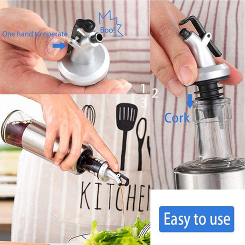 4 Pcs Oil Pour Spouts, Olive Oil Bottle Dispenser with Leakproof Nozzle for Olive Oil, Wine, Vinegar, Soy Sauce, Oil Bottle Dispenser Kitchen Tool...