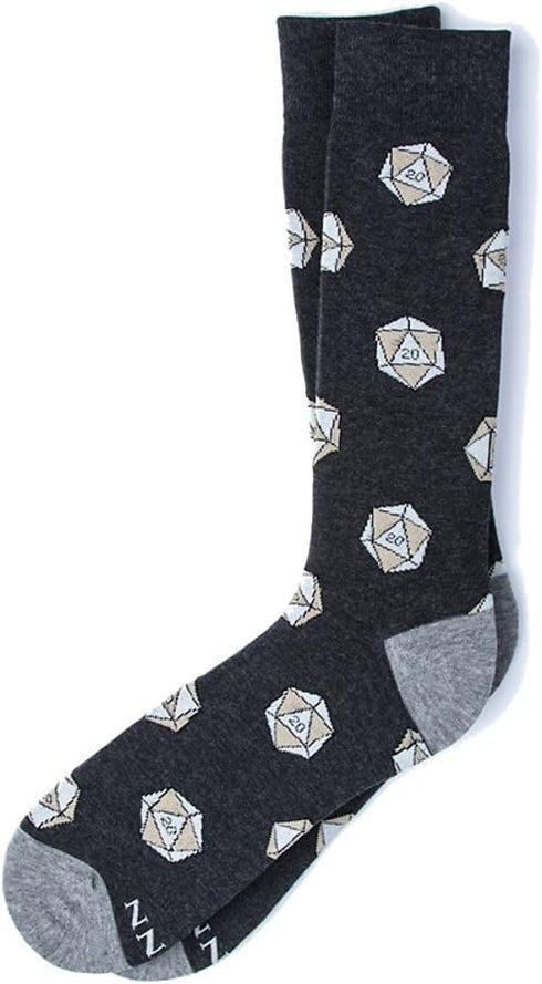 Alynn Men's Hipster Dark Charcoal Gray D2O Dice Dungeons & Dragons Novelty Crew Dress Socks...