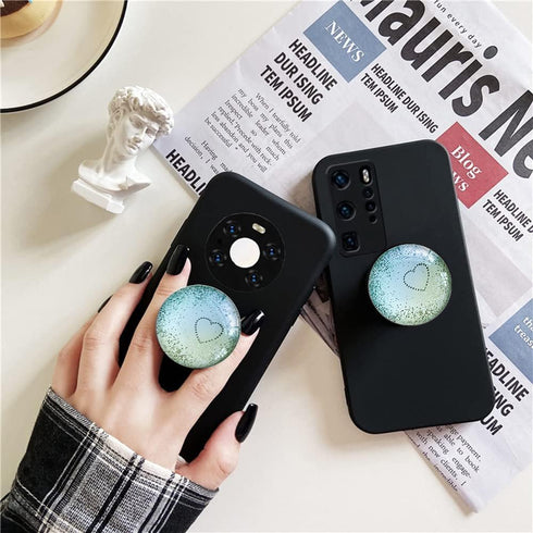 Clear Crystal Glitter Expandible Collapsible Moblile Phone Grip Stand Holder for Smartphones and Tablets Cell Phone Accessory (Heart Green)...