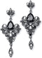 Mariell Vintage Black and Grey Crystal & CZ Chandelier Dangle Earrings for Fashion, Prom, Bridesmaids...