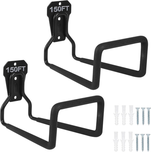 2pcs Heavy Duty Hose Hanger Garden Hose Storage Black Water Hose Holders for Outside Wall Mount Garden Hose Reel Hose Stand for Garden Hose (2pcs ...