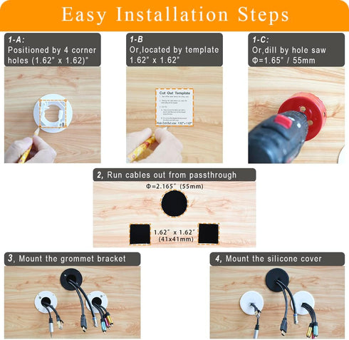 TV Cord Hider for Wall Mount TV, in Wall Cable Hider with 1.1 inch Silicone Pass Through for Low Profile Wire and Wall Rated Power Cable, Built in...
