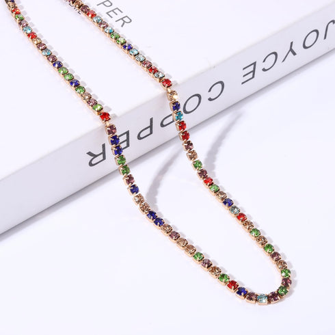 BVGA Dainty Gold Choker Necklace Colorful Heart Gemstone Choker Necklace Gold Plated Snake Chain Necklace Choker Necklaces Set for Women Girl Gift...