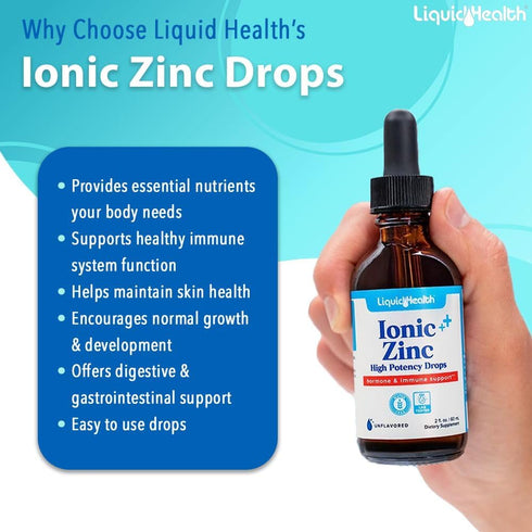 LIQUIDHEALTH Ionic Zinc 15mg, 2 Oz Zinc Liquid, Pure Zinc Vitamin Drops, Liquid Vitamin Zinc Supplement, Zinc Sulfate Heptahydrate for Adults, Men...
