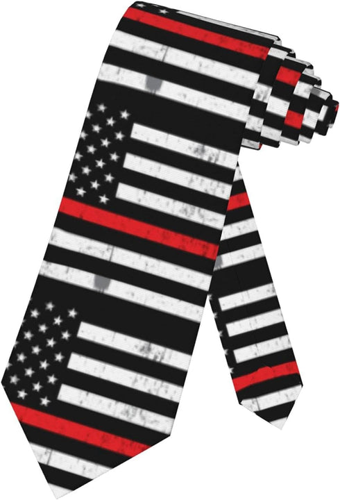 Red Line Mens Tie Firefighter Red Line American Flag Necktie,Fun Print Woven Slim Neck Ties for Men...