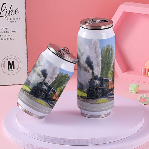14oz Stainless Steel Tumbler with Lid & Straw-Double Wall Vacuum Insulated Travel Mug,Steam Train Water Bottle Coffee Beverage Drinks Cup for Adul...