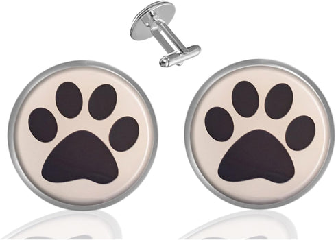 Custom Classic Jewelry Tuxedo Shirt Sliver Cufflinks Men's Unique Business Wedding Gifts (Dog Paw Print)...