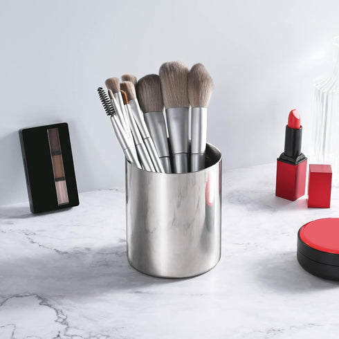 Silver Pencil Holder for Desk,304 Stainless Steel Desktop Pen Holder,Pencil Holder,Pencil Cup,Pencil Pot, Makeup Brush Holder,Stationery Organizer...