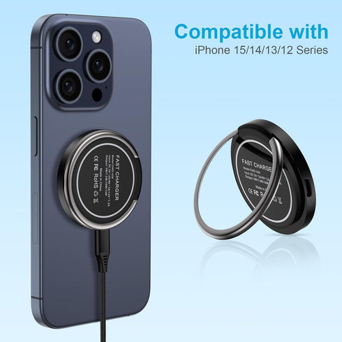 15W Magnetic Wireless Charger iPhone Fast Charging for Car Google Pixel 8 Pro/7/6/5/4/2XL Magnet Charger Cable Dock Compatible for MagSafe Charger...