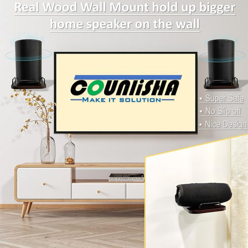 Universal Speaker Wall Mount,Wall Base for Speakers,Adjustable Real Wood Wall Bracket Holder Shelves for Bose,homepod,JBL,Sonos,Sony,KEF,Roku Spea...